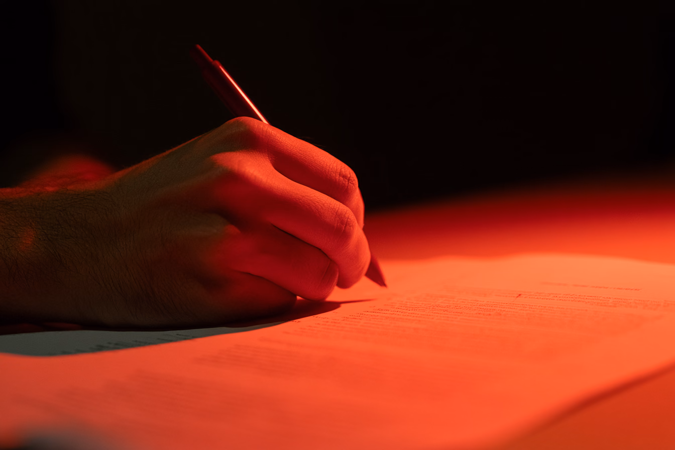 A hand annotating a printed research paper
